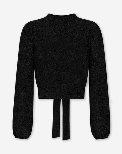 GLITTER BOW TOP ZWART