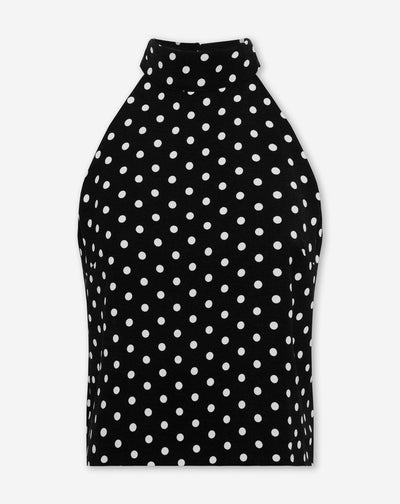 JULIE DOT HALTER TOP ZWART