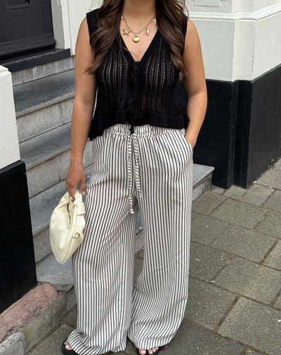 CLARA STRIPE PANTALON PETITE ZWART