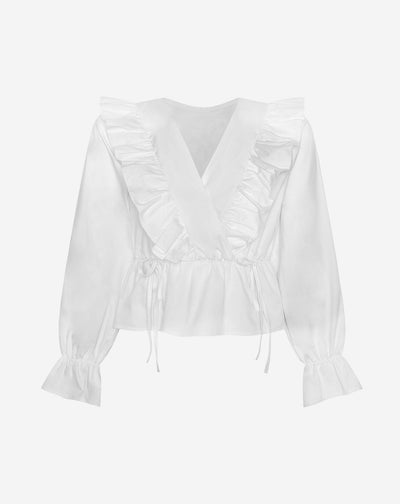 JADE POPLIN RUFFLE TOP WIT