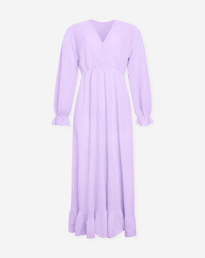 MOUSSELINE MAXI RUFFLE DRESS LILA