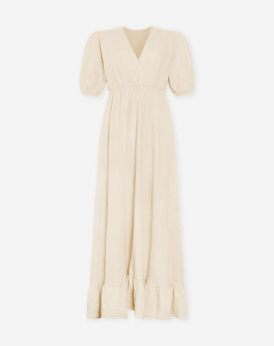 MOUSSELINE MAXI SHORT SLEEVE DRESS ZAND