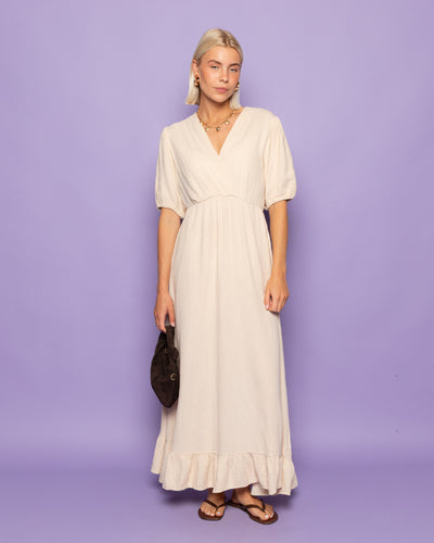 MOUSSELINE MAXI SHORT SLEEVE DRESS ZAND