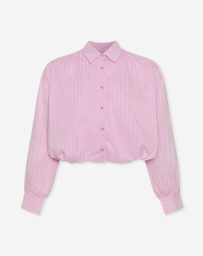 BUBBLE HEM BLOUSE ROZE STRIPE