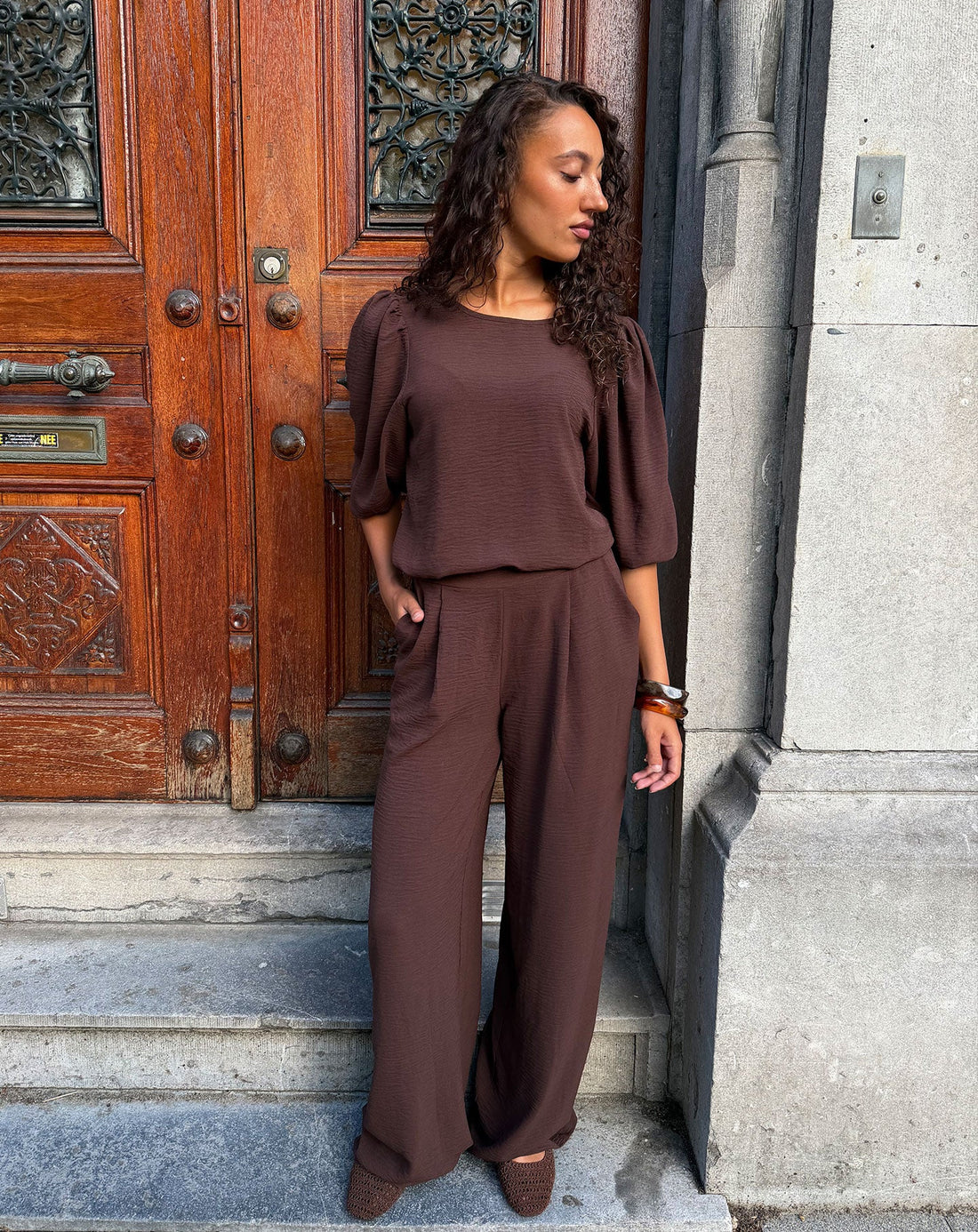 JULIE PANTALON TALL CHOCOLADEBRUIN