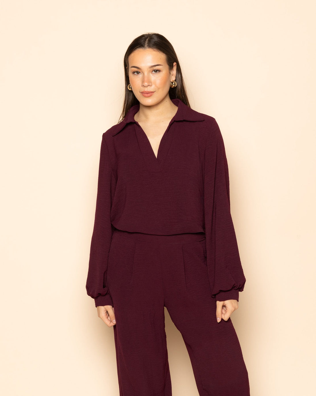 JULIE TOP DONKER BURGUNDY