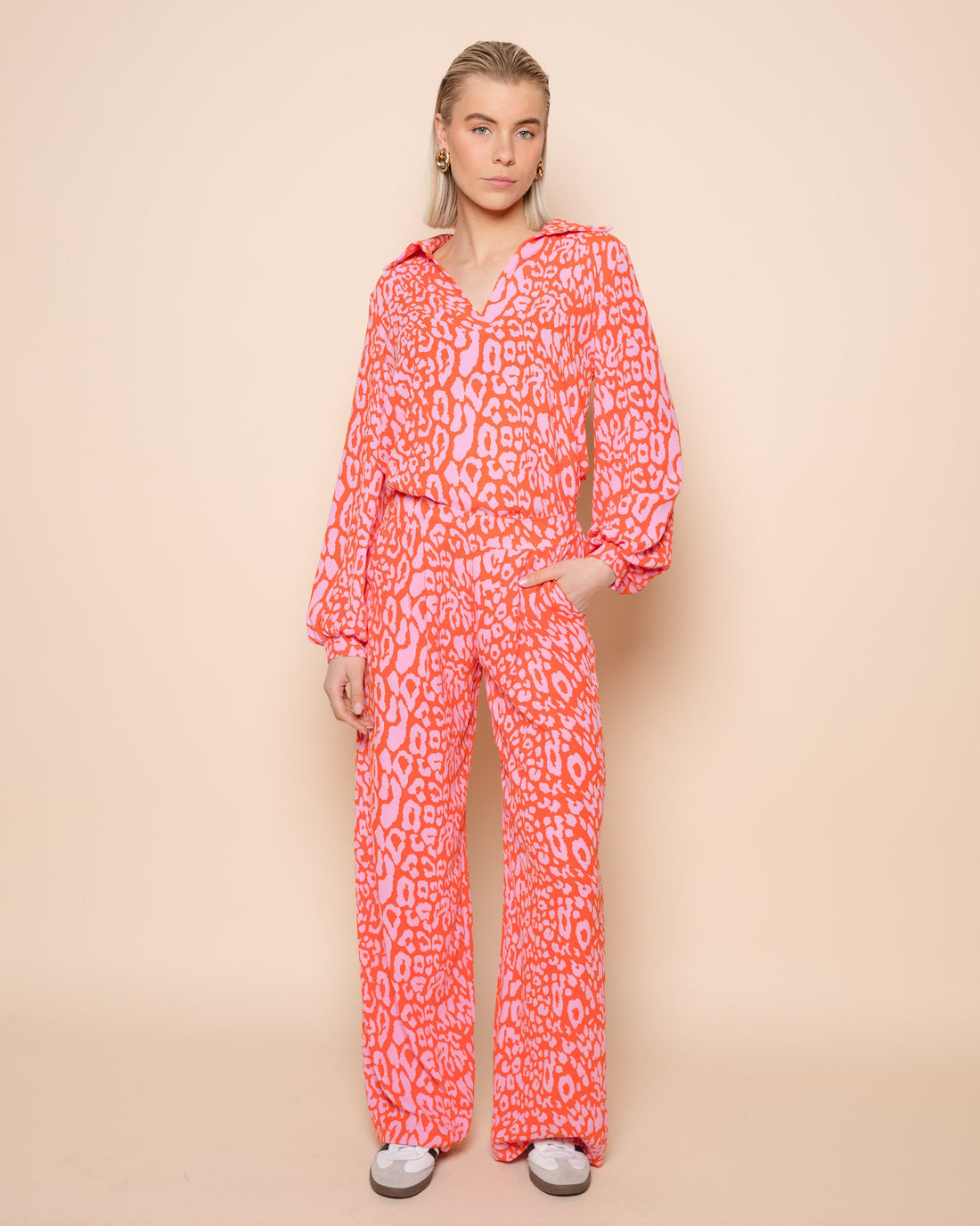 JULIE LEOPARD PANTALON PETITE ORANJE