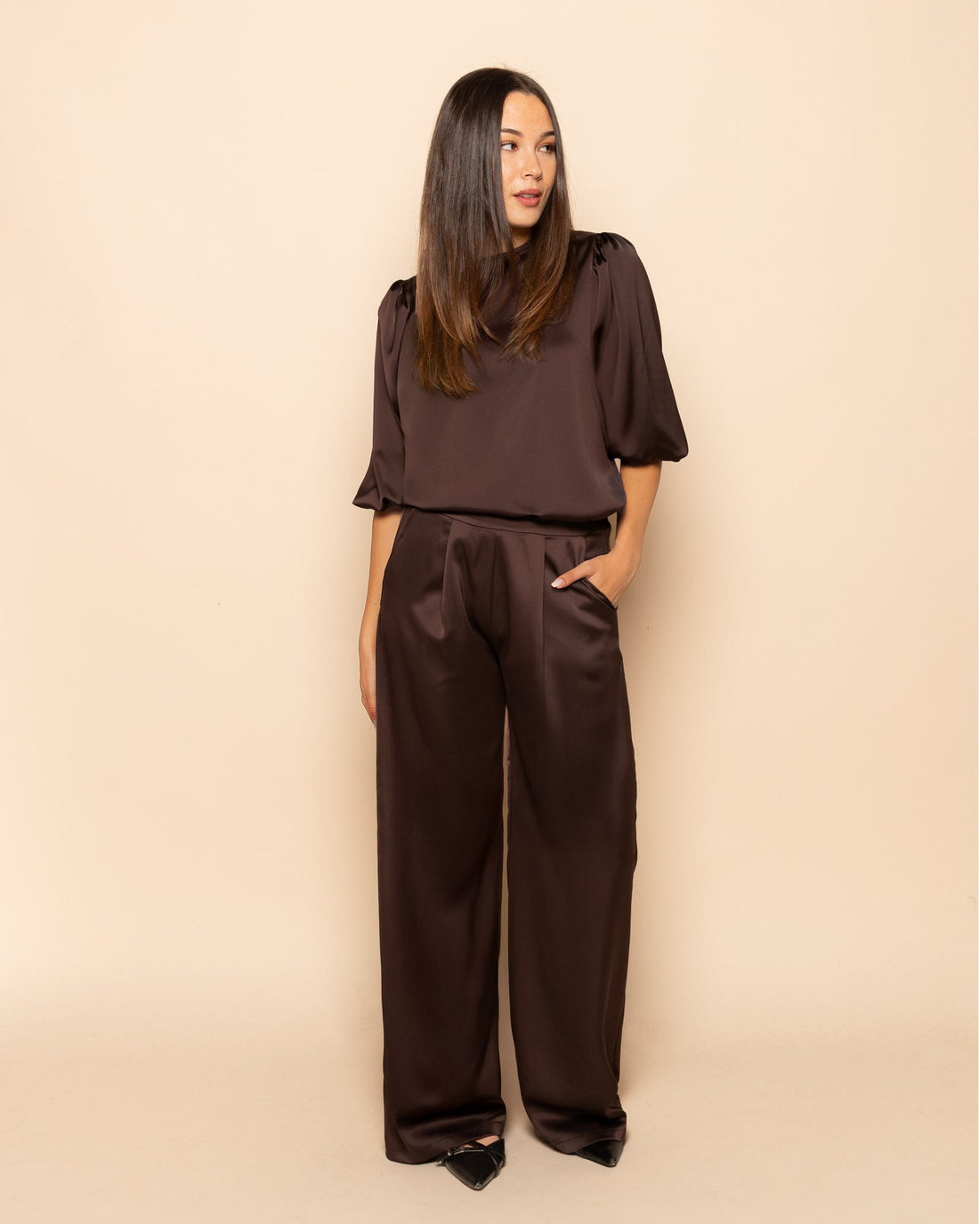 JULIE SATIN PANTALON TALL BRUIN
