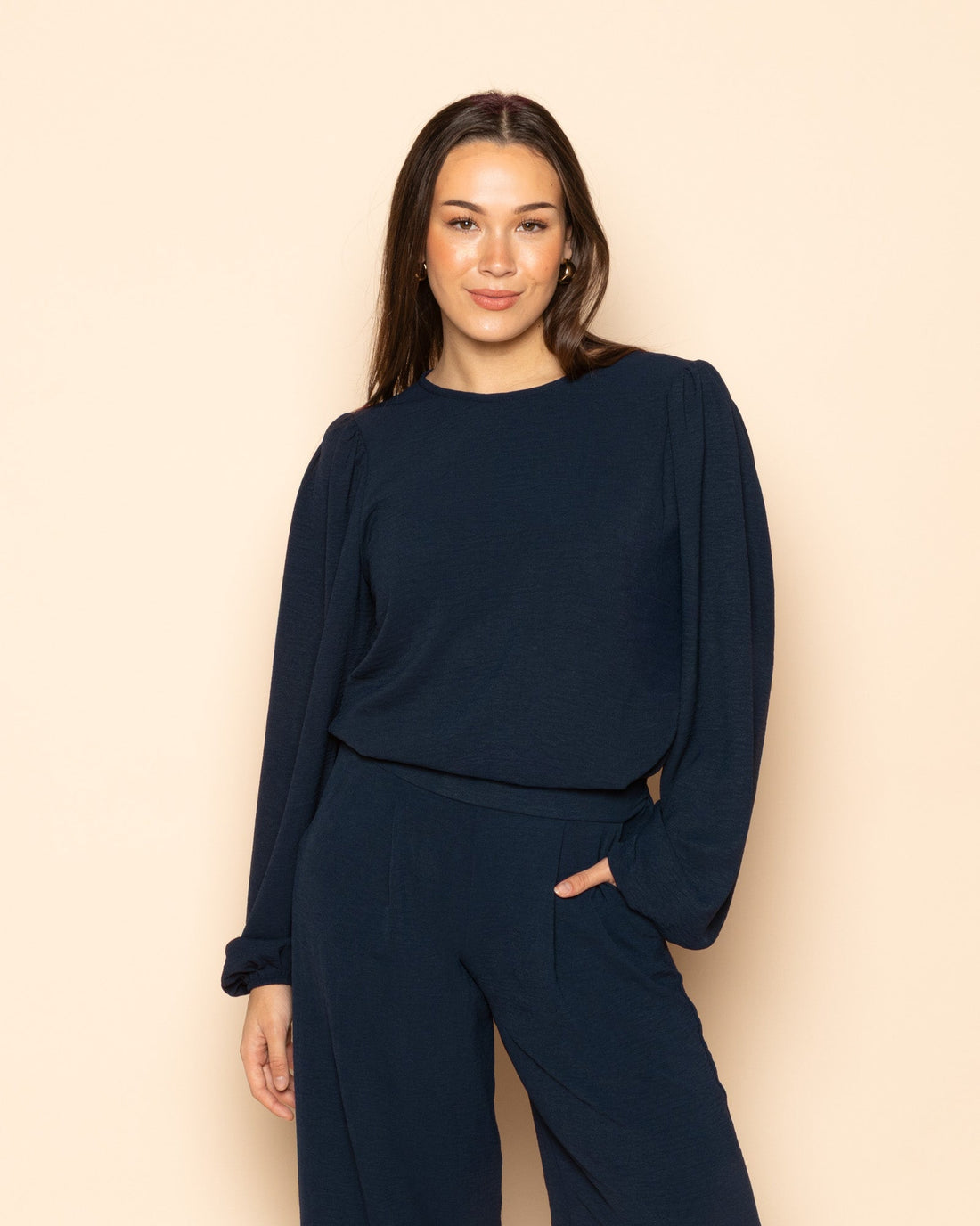 JULIE PUFF LONG SLEEVE TOP MARINEBLAUW