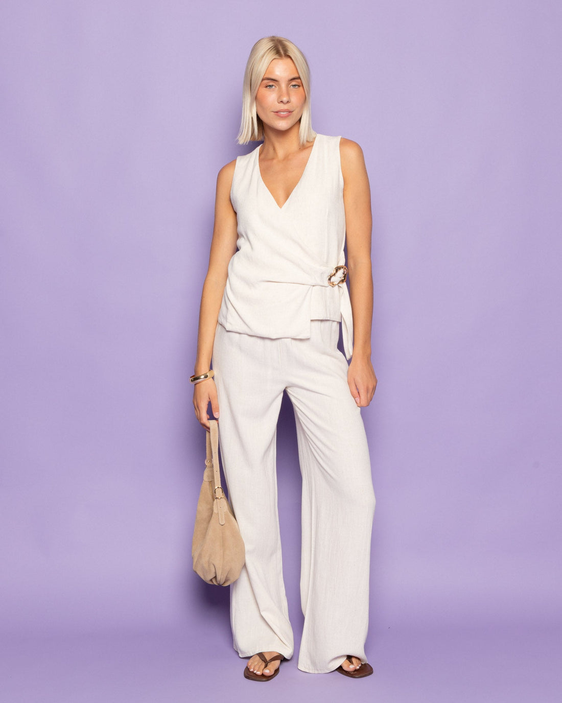 LINDE STRAIGHT LEG PANTS BEIGE