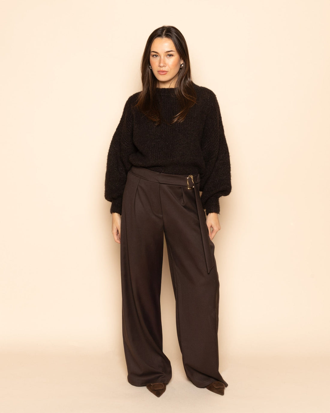 PHOEBE BUCKLE STRAIGHT LEG PANTALON TALL BRUIN