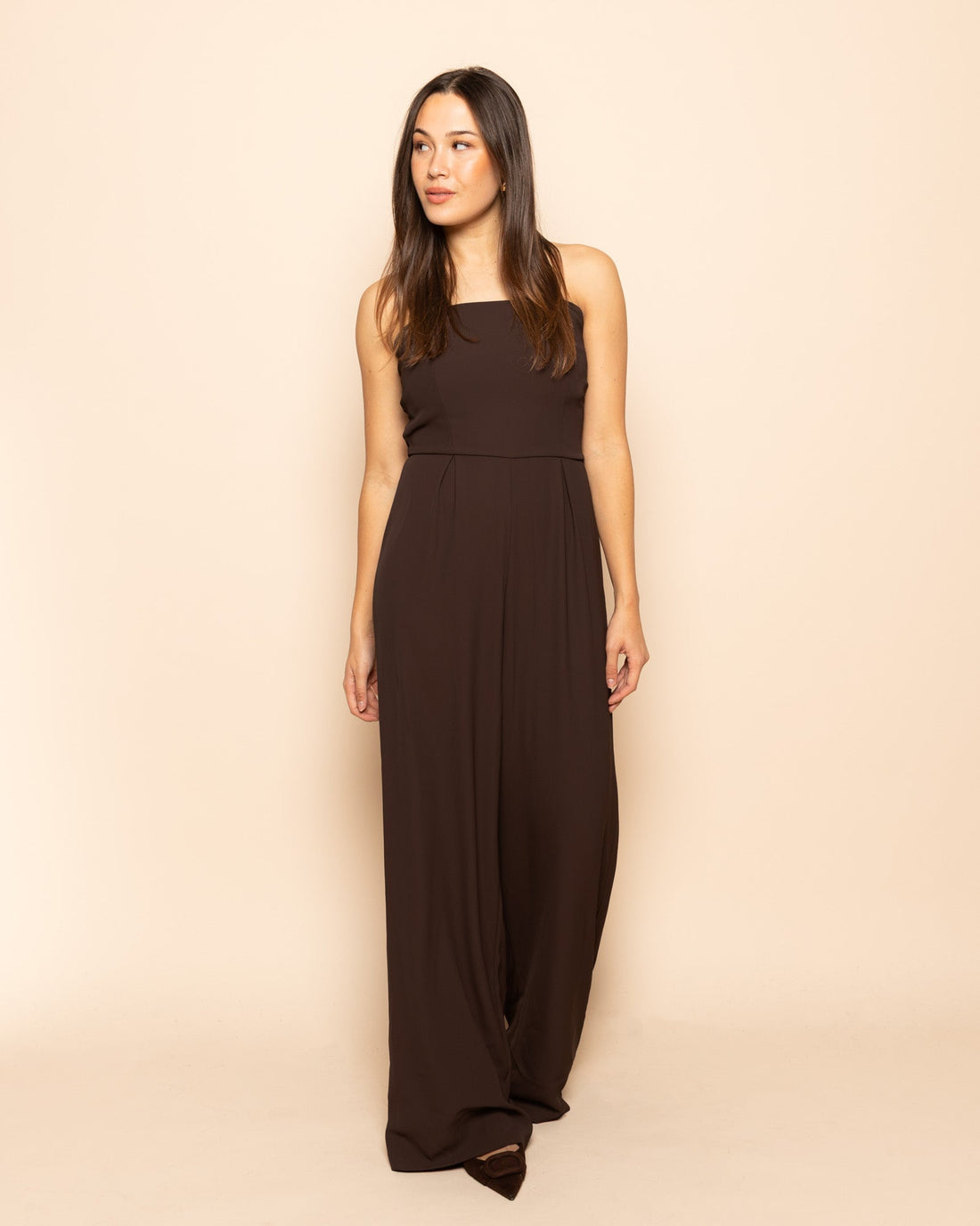 ISA STRAPLESS JUMPSUIT PETITE BRUIN