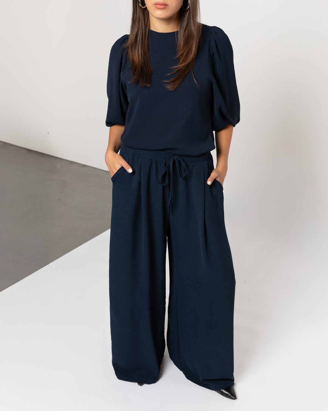 JULIE WIDE LEG PANTALON TALL MARINEBLAUW
