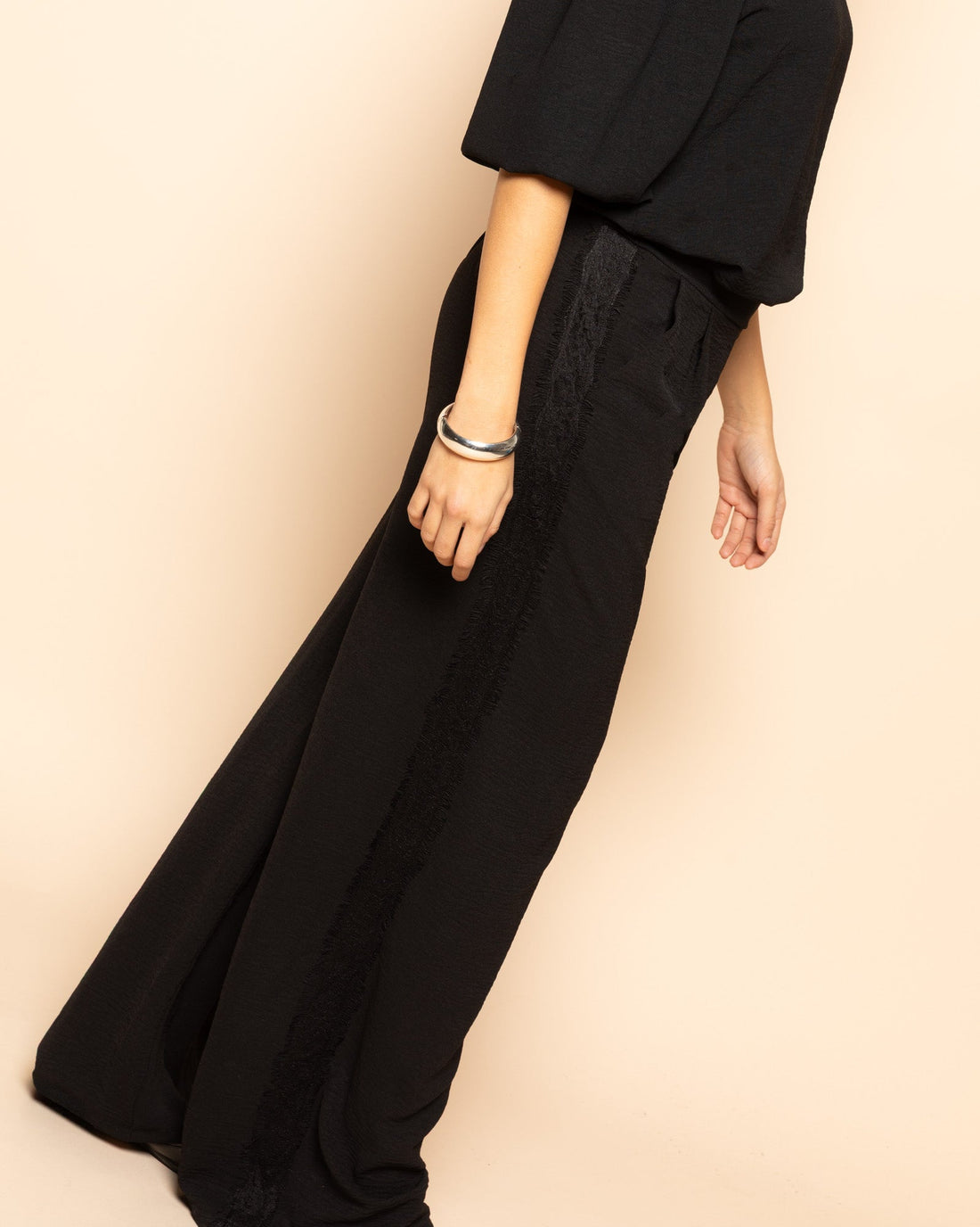 JULIE LACE TAPE PANTALON TALL ZWART