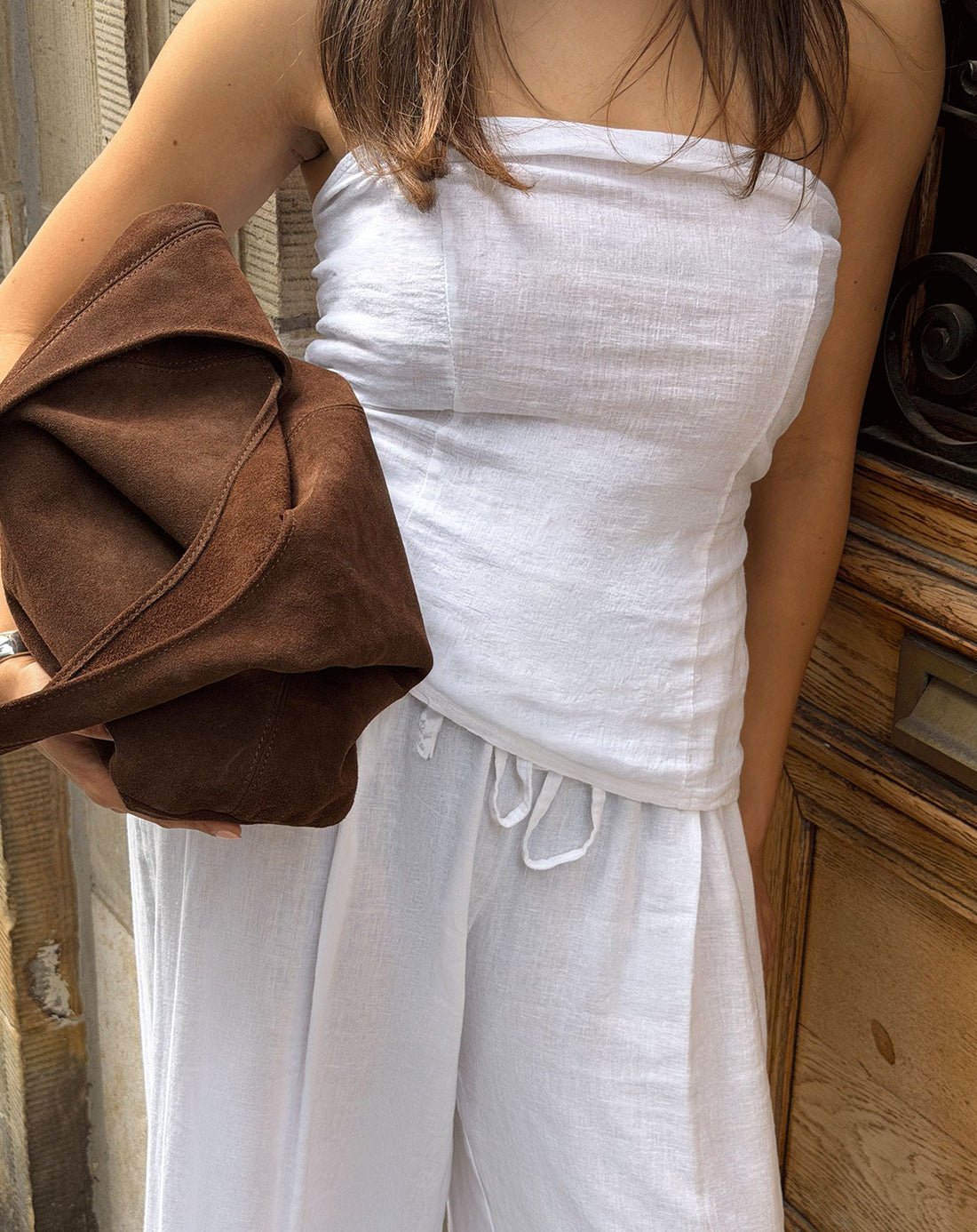CARMEN LINEN STRAPLESS TOP WIT