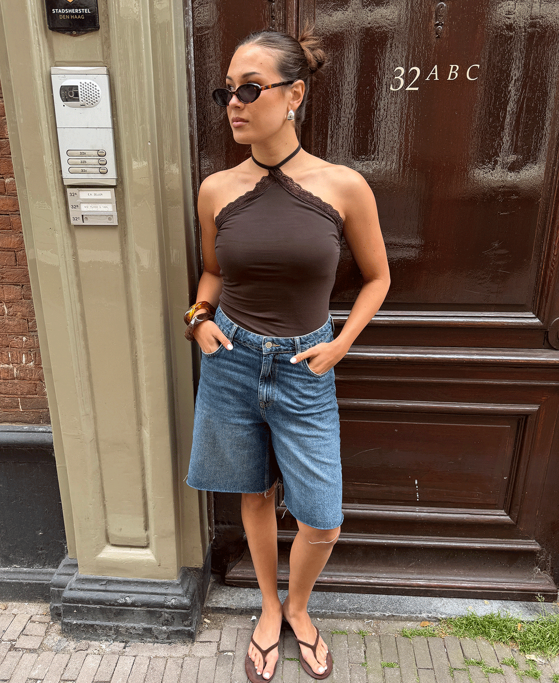 TAMAR LACE TRIANGLE TOP DONKERBRUIN