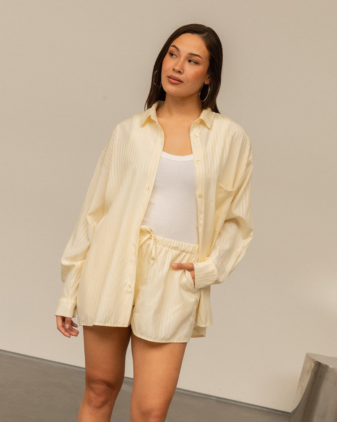 LILEY STRIPE ELASTIC SHORTS BOTERGEEL