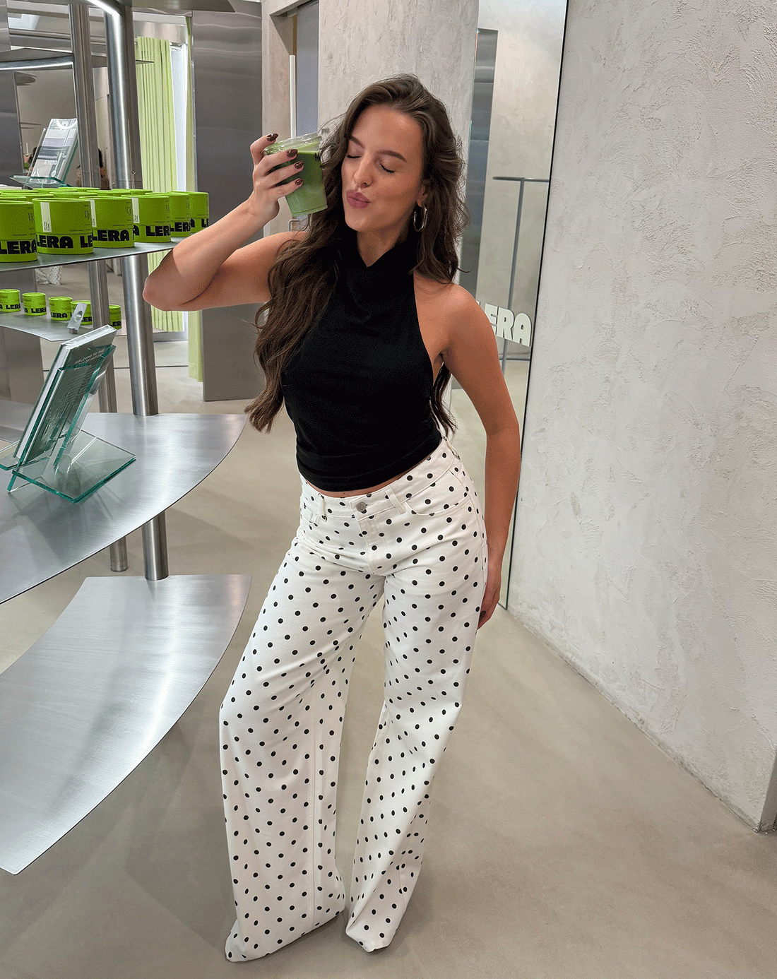 TAMAR DRAPED HALTER TOP ZWART