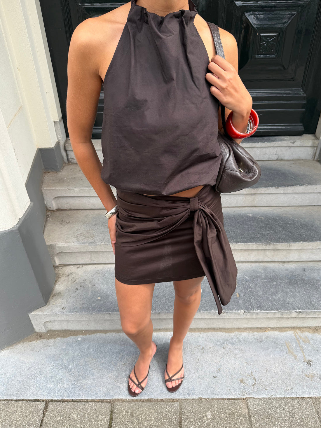 COTTON FLAP SKIRT DONKERBRUIN