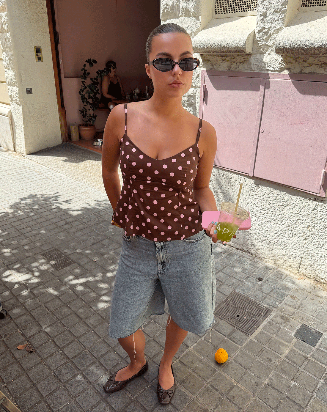 BEAU DOT CAMI TOP BRUIN