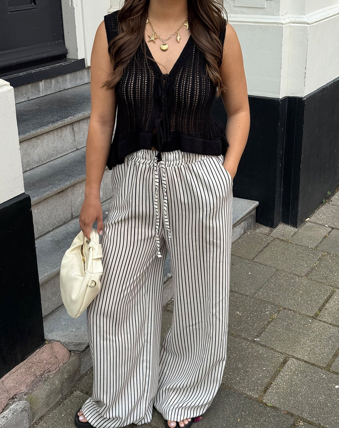 CLARA STRIPE PANTALON TALL ZWART