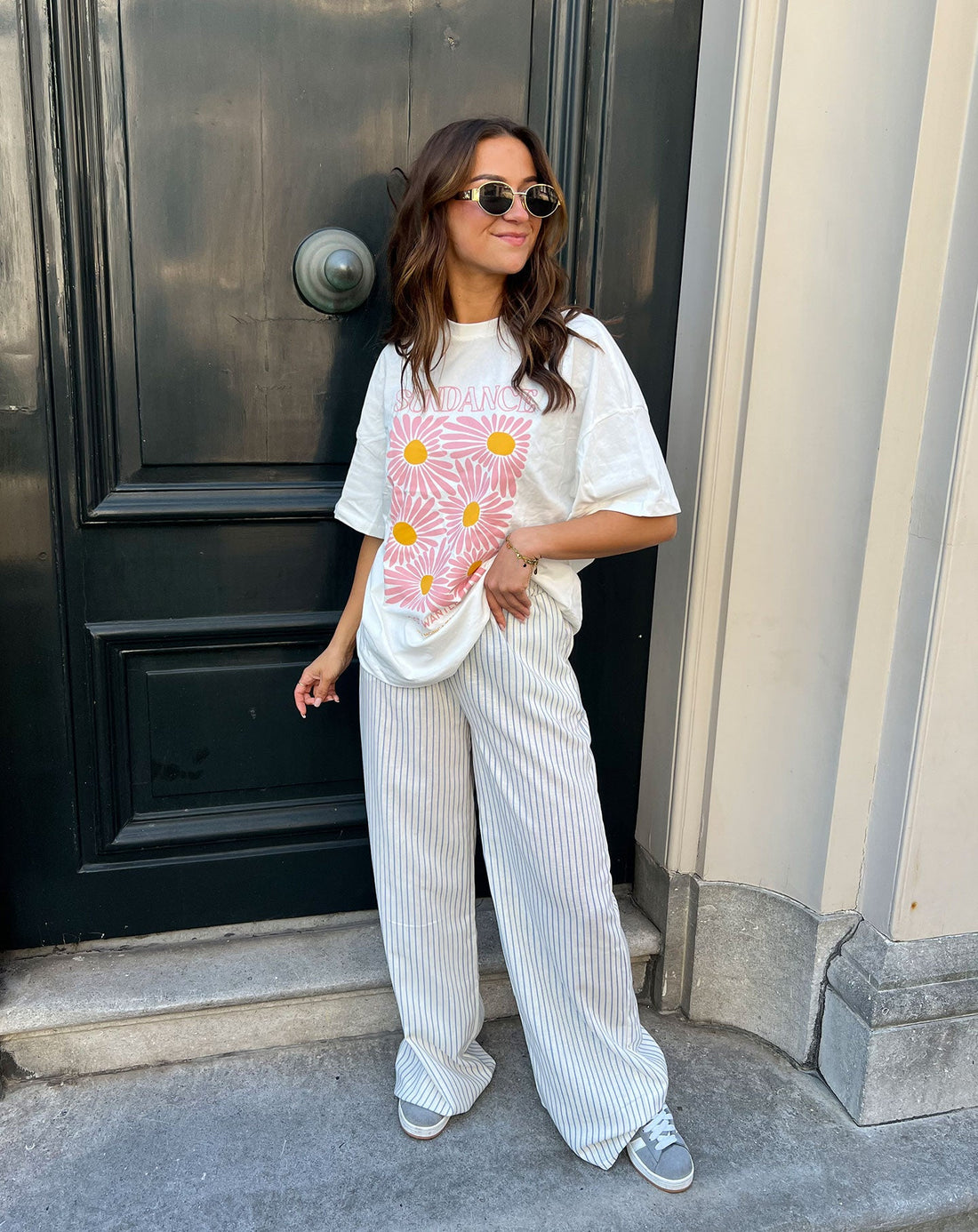 CLARA STRIPE PANTALON PETITE LICHTBLAUW