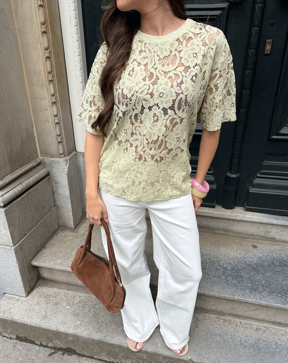 LACE TEE PISTACHE