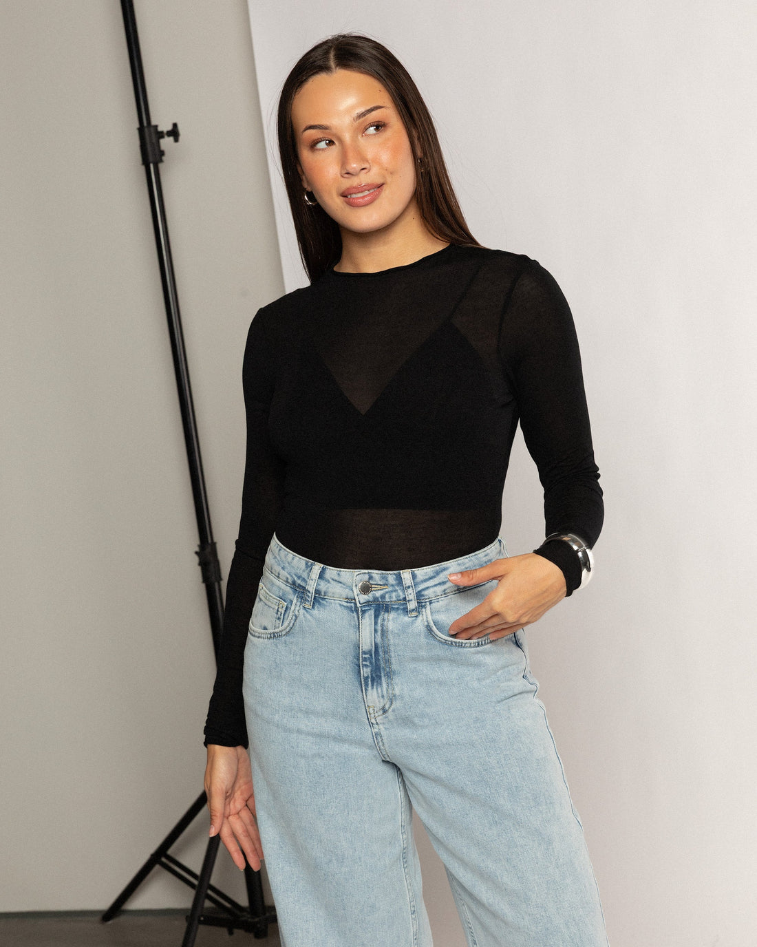 FANCY RUCHED TOP ZWART