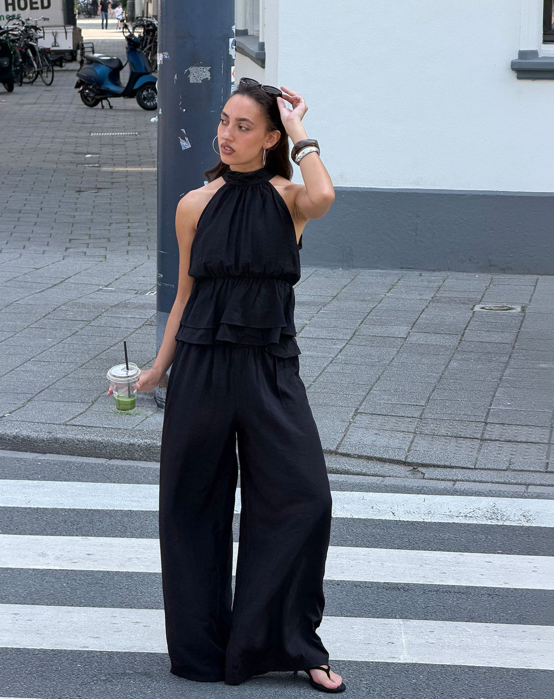 HALLY WIDE LEG PANTS TALL ZWART