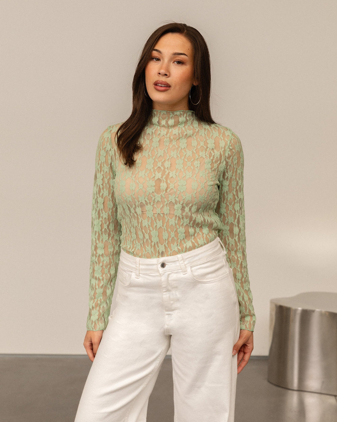 BIBI LACE TOP LICHTGROEN