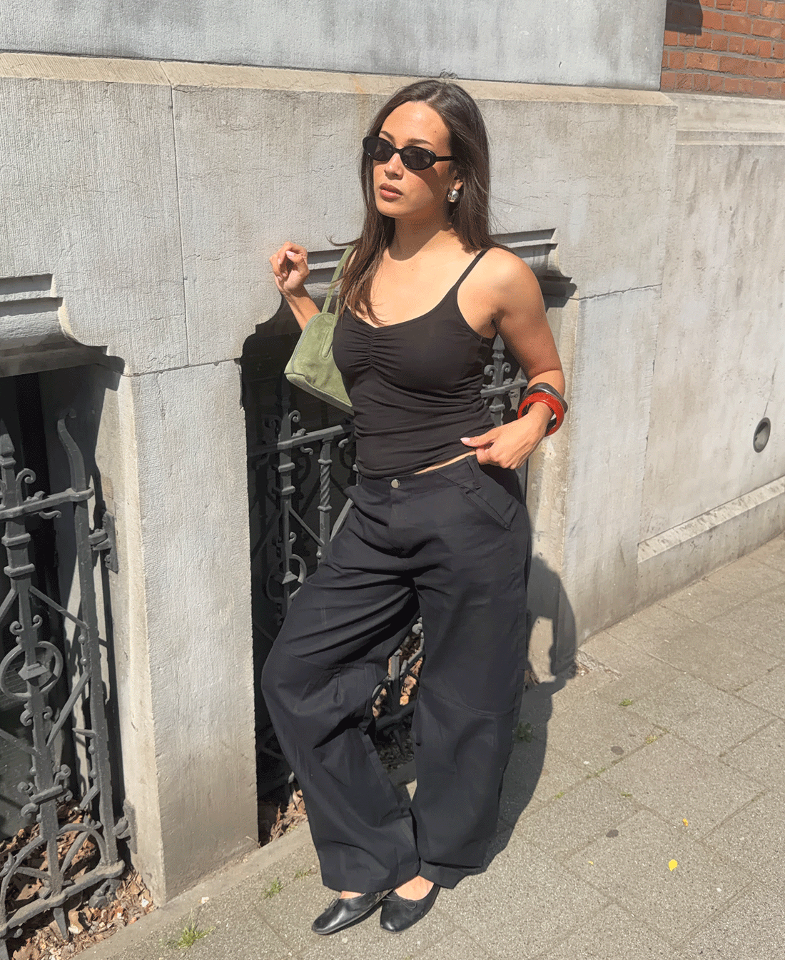 BARREL LEG PANTS ZWART