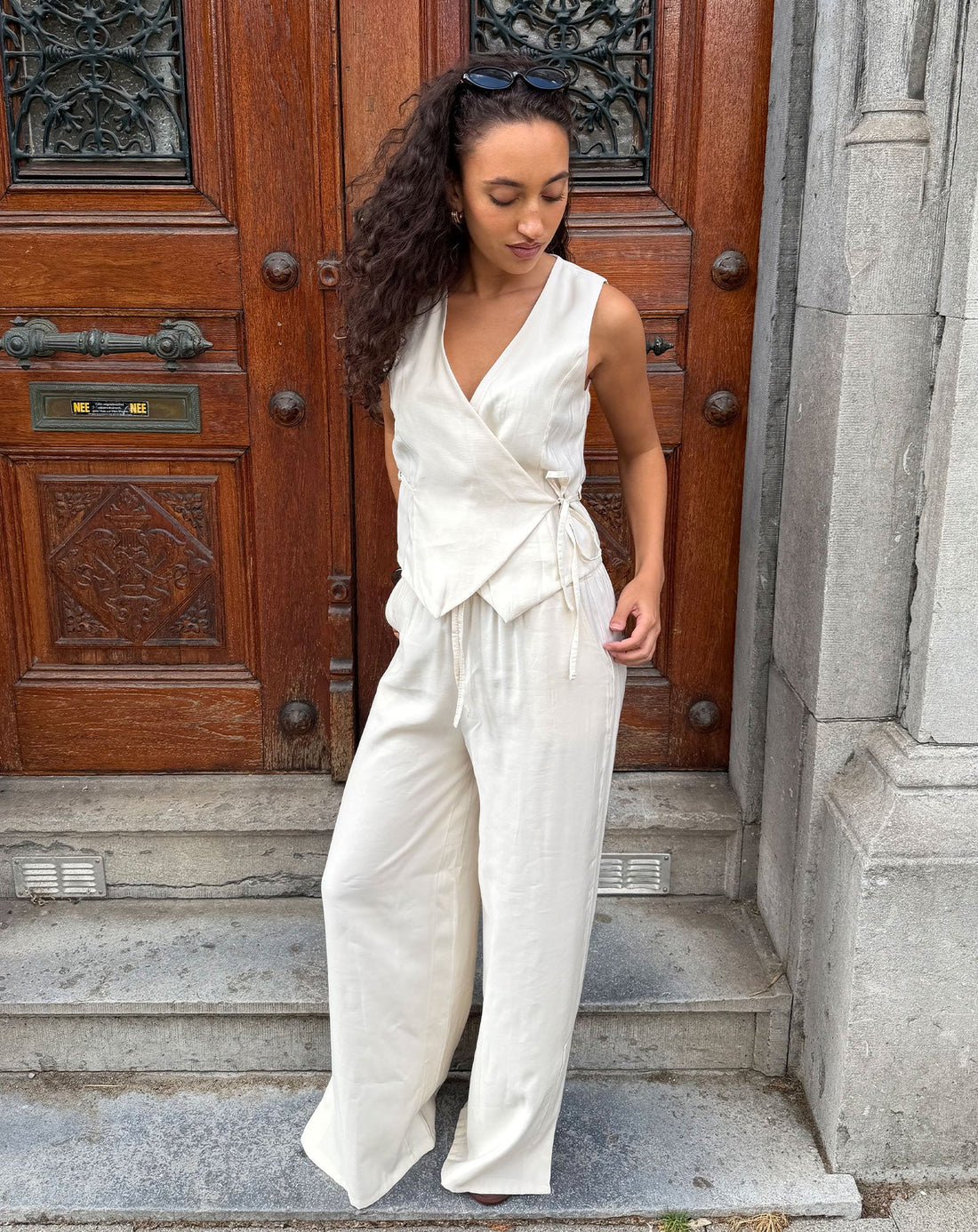 DAVINA VISCOSE SLIT PANTS TALL CRÈME
