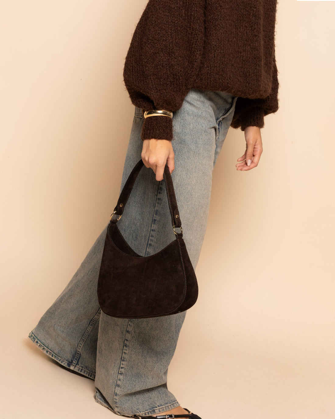 VIVIAN SUEDE BAG DONKERBRUIN