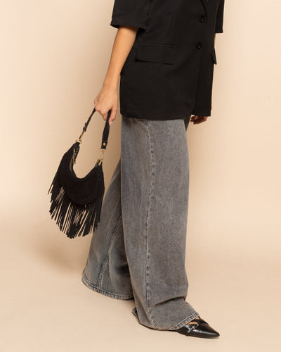 NAOMY FRINGE SUEDE BAG ZWART