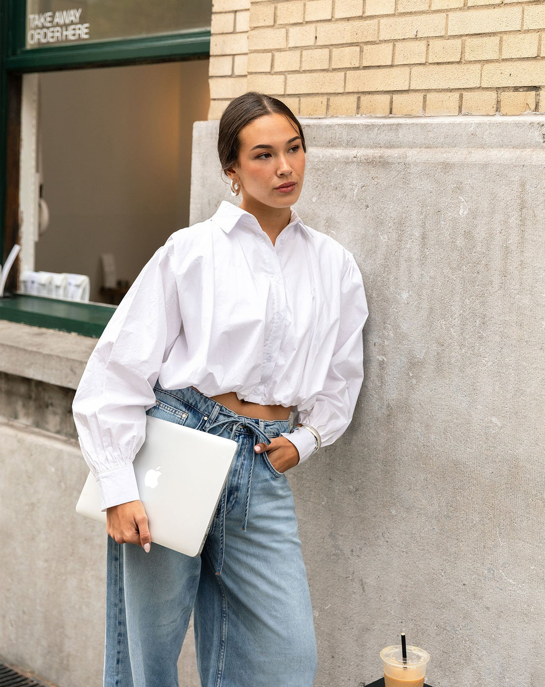 BUBBLE HEM POPLIN BLOUSE CRÈME
