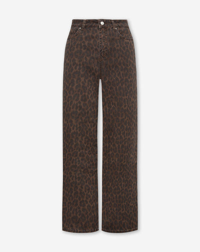LEOPARD COMFORT WIDE LEG JEANS BRUIN
