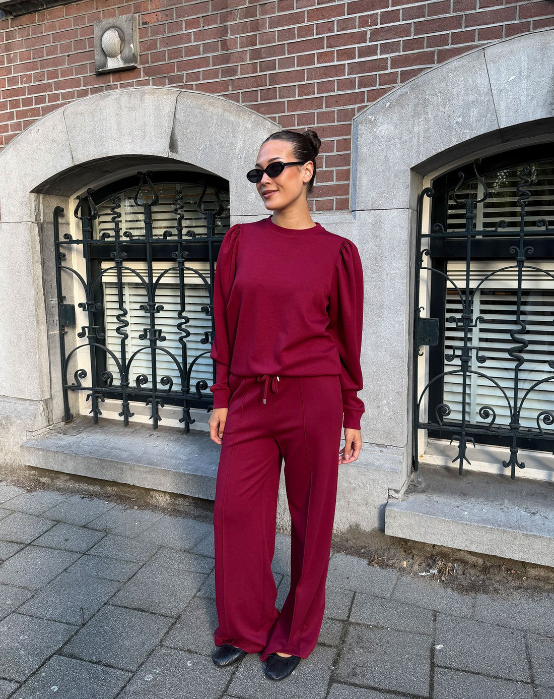 SCUBA PINTUCK PANTS TALL BURGUNDY