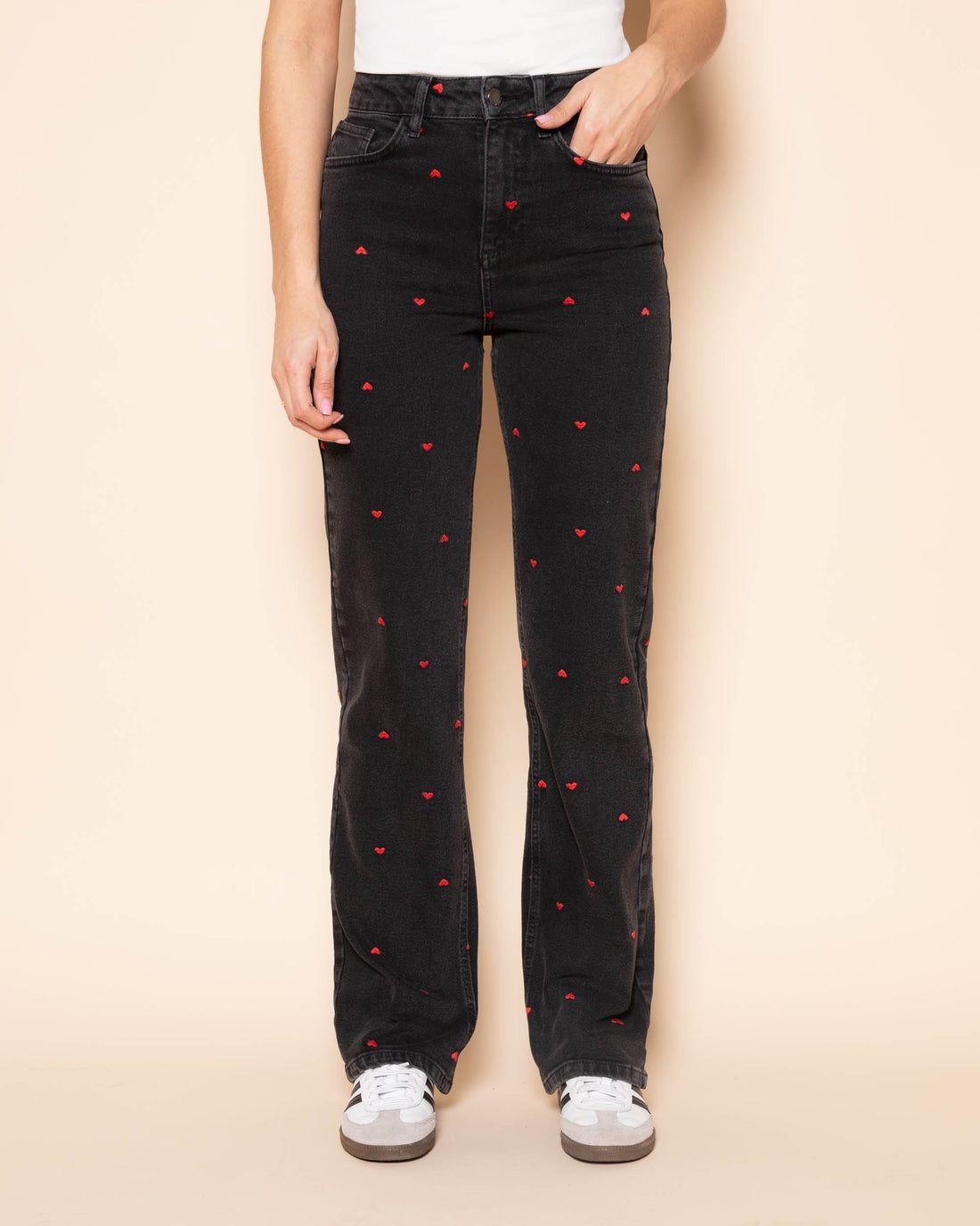 HEART BOOTCUT JEANS DONKERGRIJS