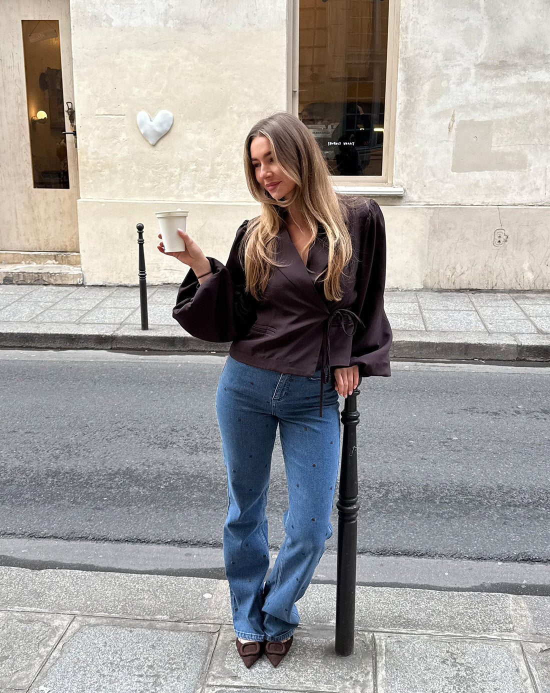 HEART BOOTCUT JEANS MID BLAUW BRUIN