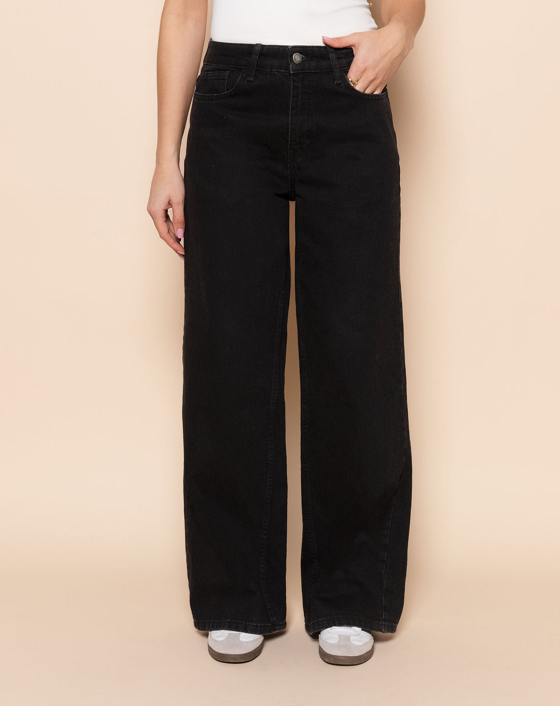 WIDE LEG JEANS ZWART