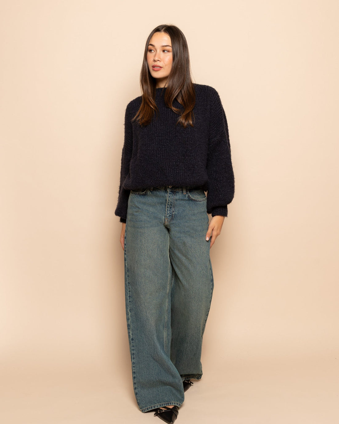 WIDE LEG JEANS TINTED BLAUW 