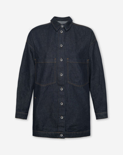 LONG DENIM SHACKET DONKERBLAUW