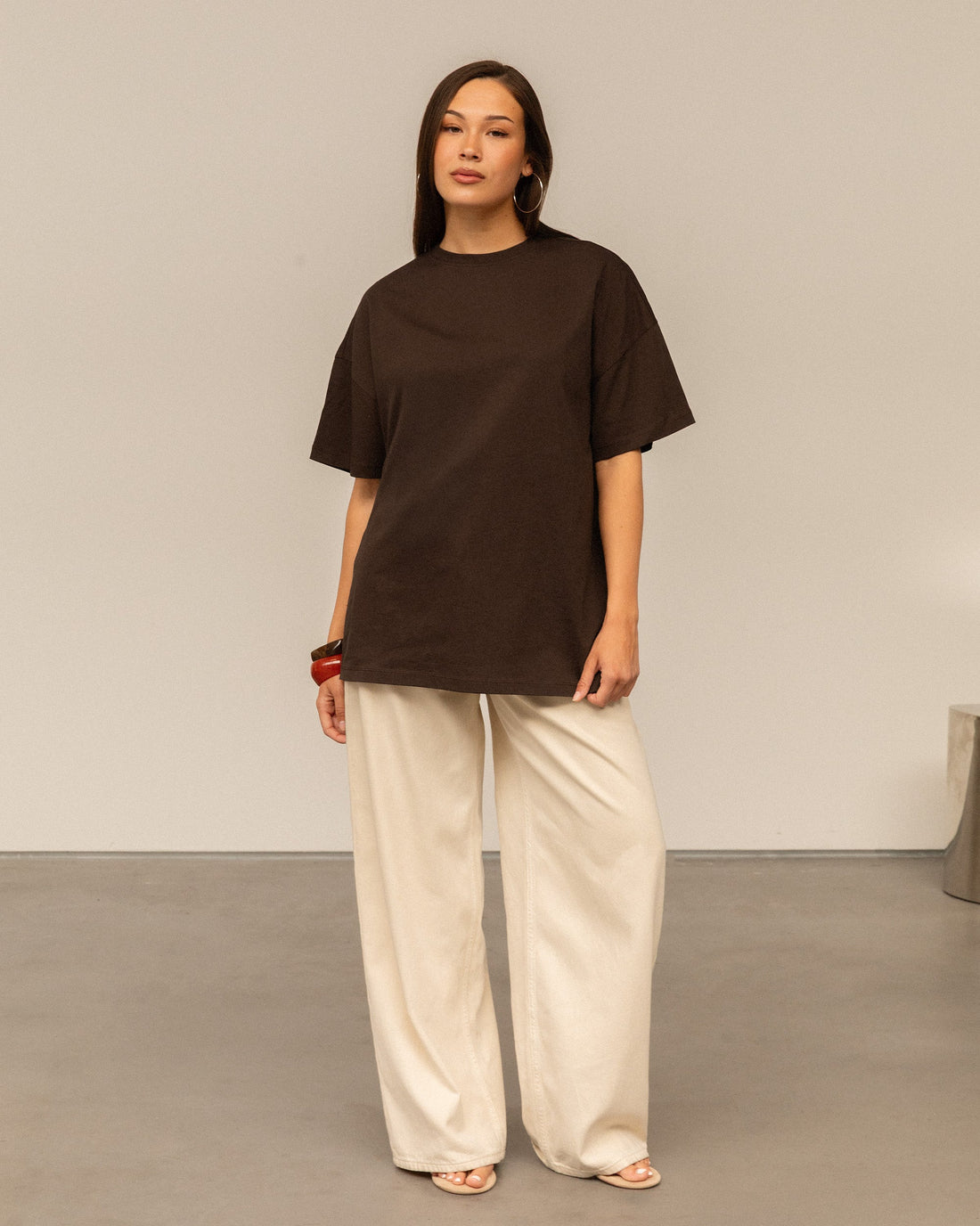 LONG BASIC OVERSIZED TEE DIEP BRUIN