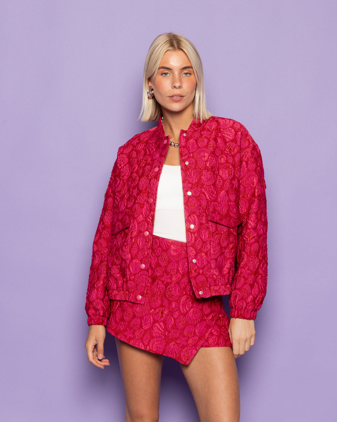 SHELL JACQUARD BOMBER ROOD