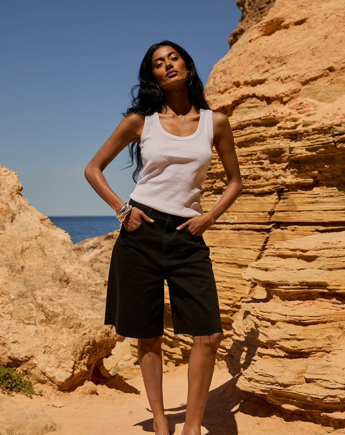 BAGGY DENIM JORT ZWART