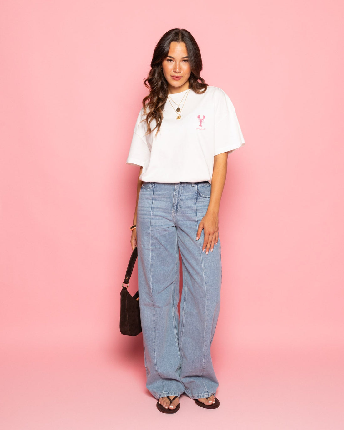 SEAM WIDE LEG JEANS LICHTBLAUW