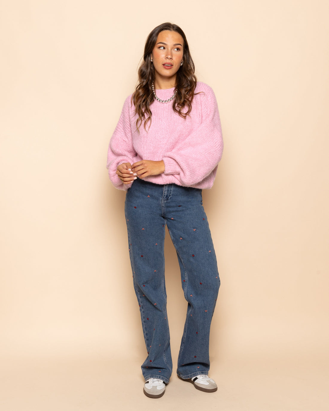 HEART MIX BOOTCUT JEANS ROOD