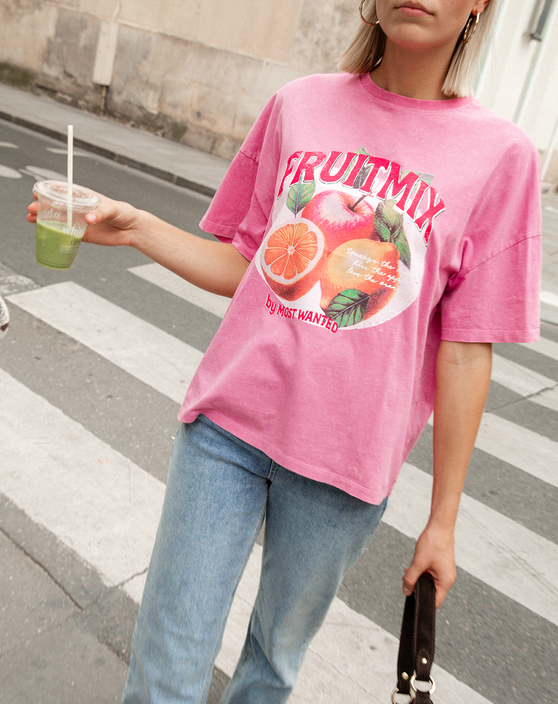 FRUIT MIX OVERSIZED TEE ACID ROZE