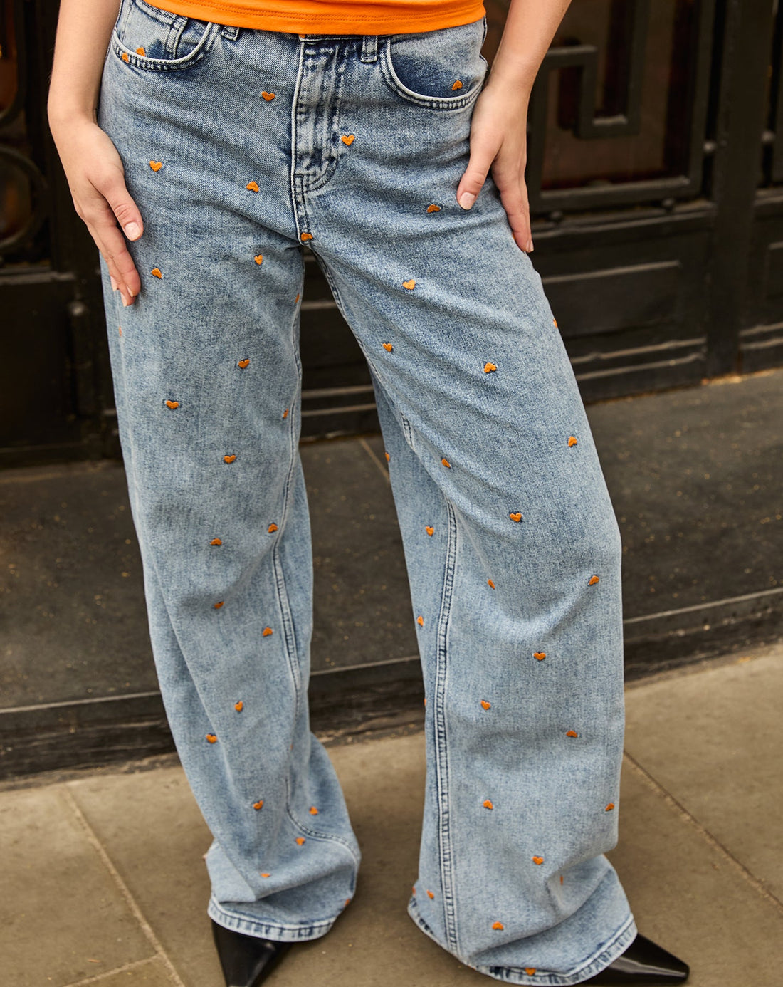HEART COMFORT WIDE LEG JEANS ORANJE