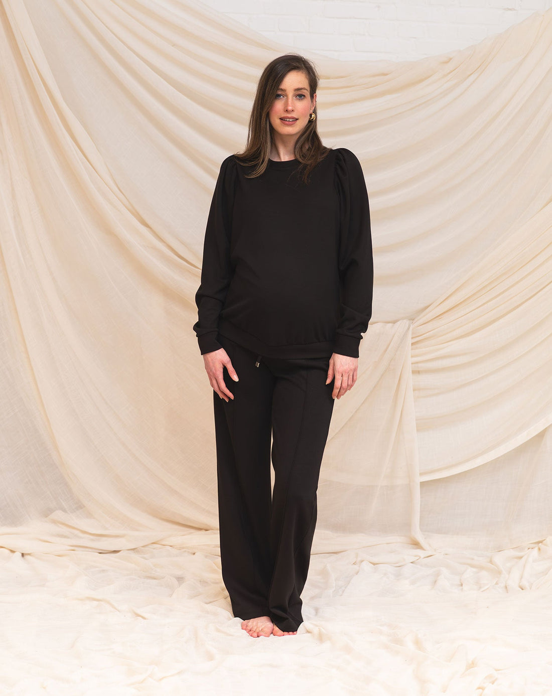 SCUBA PINTUCK PANTS MATERNITY ZWART